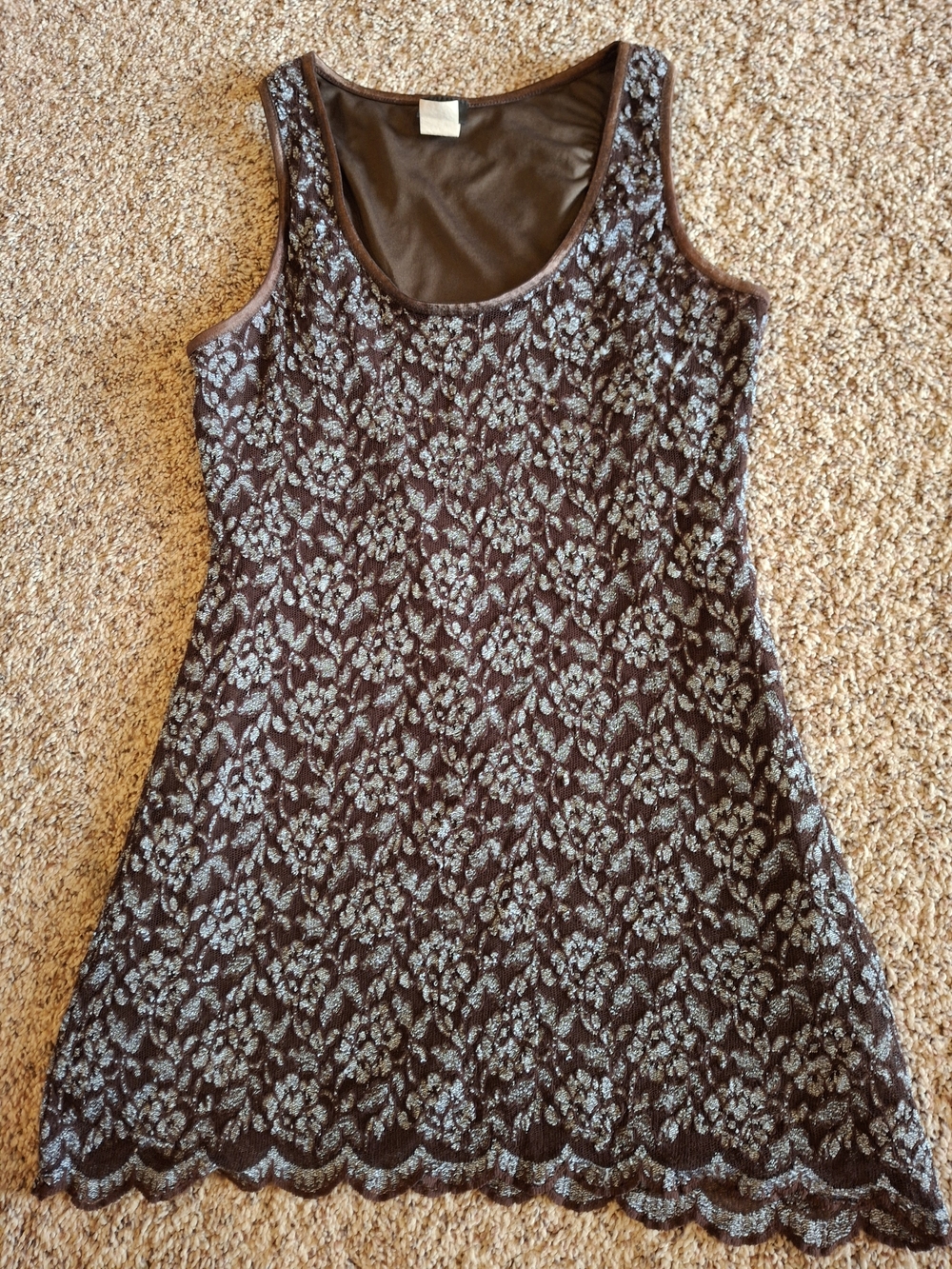 Vanity Brown Lace Overlay Tank Dress